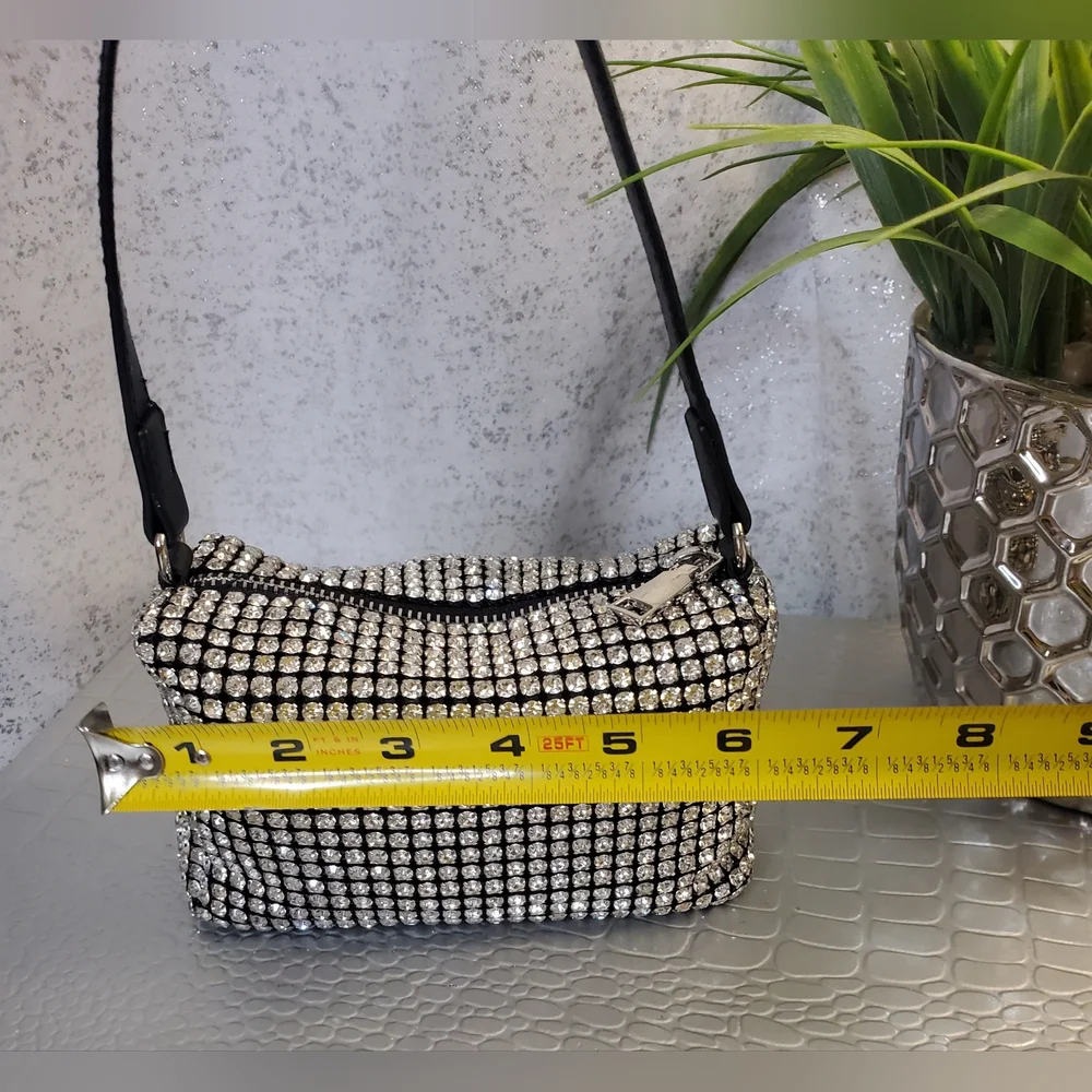 Urban Expressions Ginger Evening Rhinestone Mini Bag Silver Black - Picture 8 of 16